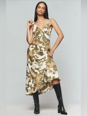 By Anthropologie Sleeveless V-Neck Slip Midi Dress